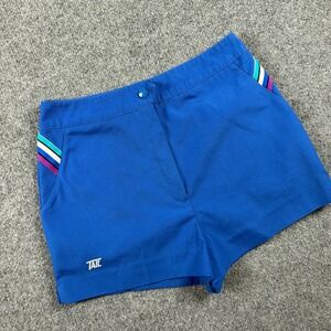 Vintage Tail Tennis Shorts Womens 25" Blue Retro Striped Tennis High Waist USA